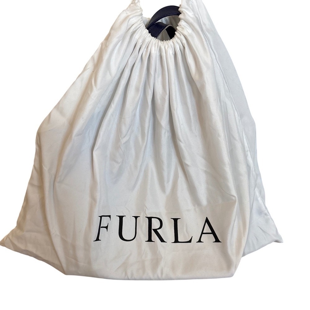 Furla Jucca Indigo Saffiano Leather Tote Bag Structured Top Handle Satchel Italy - Picture 3 of 16
